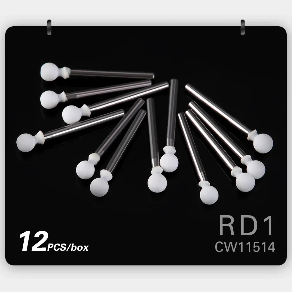 AZDENT White Stone Polishing Burs Kit – Flame, Cone & Round Shapes for Porcelain, Enamel & Composite Resin