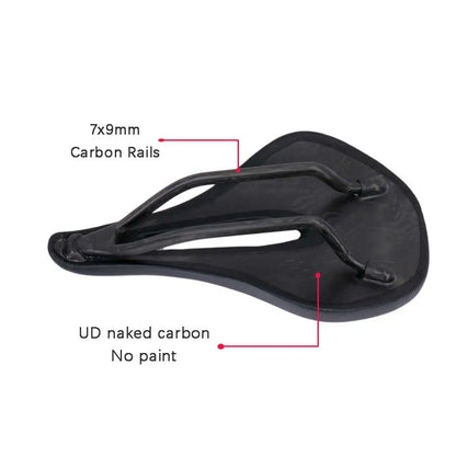 Elitaone MTB Carbon Saddle — 240x143mm Road Bike Seat | Super Light 90g UD Bare Carbon Finish