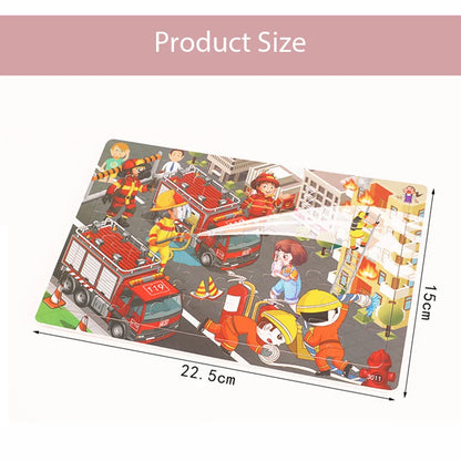 30PCS Montessori Wooden 3D Cartoon Animal Puzzle – Educational Jigsaw Board Game for Kids
