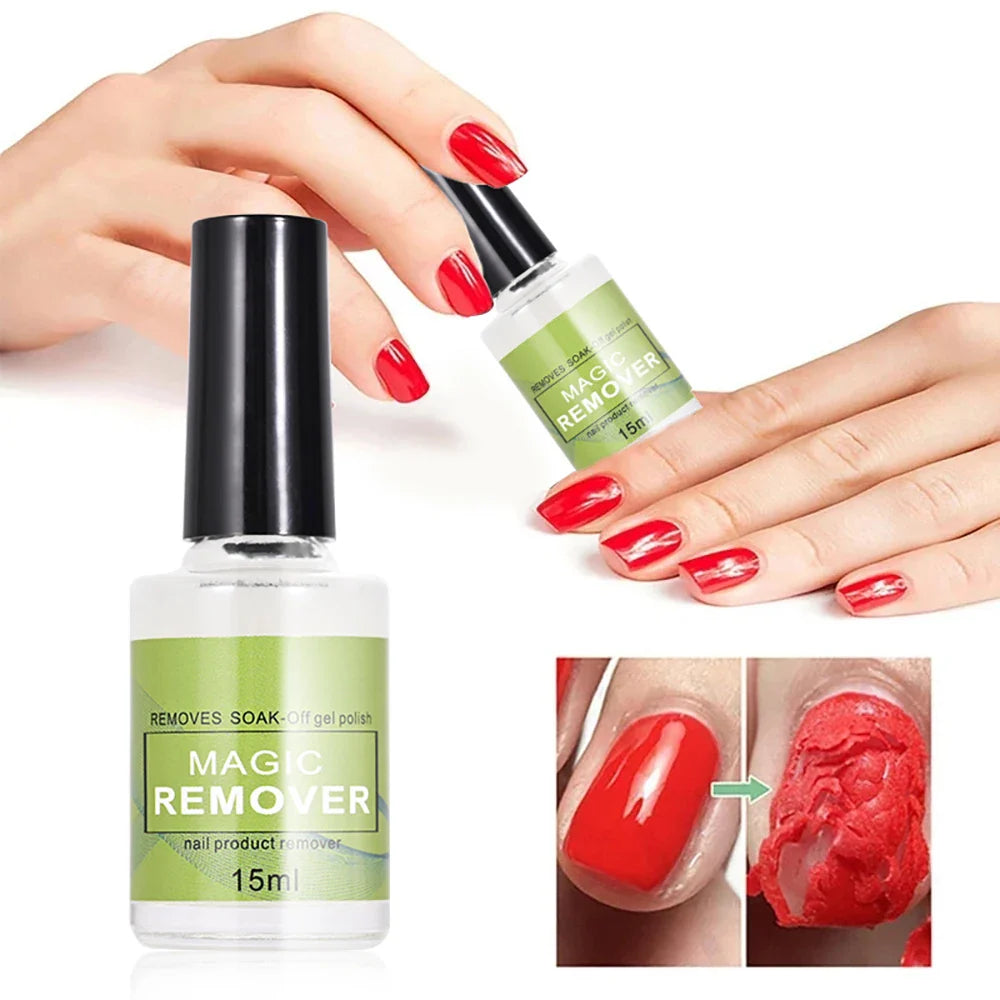 15ML Magic Nail Gel Remover — Fast-Acting UV & Semi-Permanent Polish Remover, Soak-Off Varnish Cleaner for Nail Art