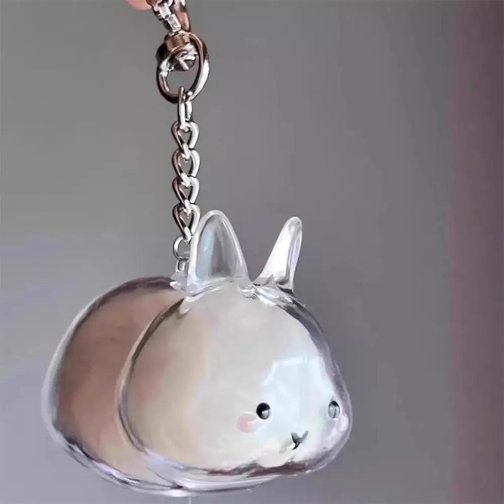 Cute Rabbit-Shaped Transparent Fur Storage Box — Hair & Pet Fur Keychain Capsule