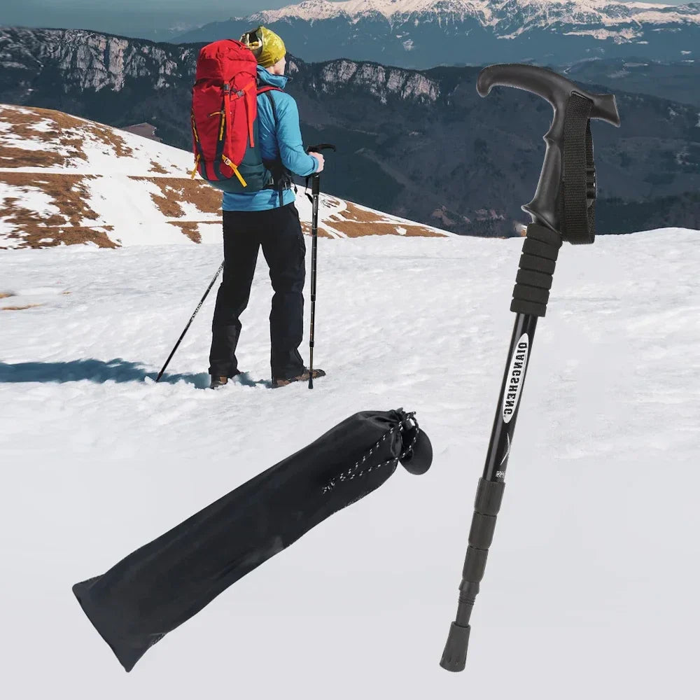 Outdoor Folding Trekking Pole – 4-Section Lightweight Telescopic Walking Stick for Hiking, Camping & Climbing