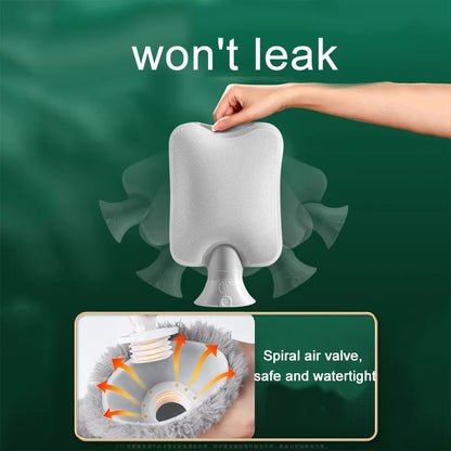 2000ml Winter Plush PVC Hot Water Bag – Explosion-Proof, Heat-Resistant Hand & Waist Warmer for Home and Bedding Gifts