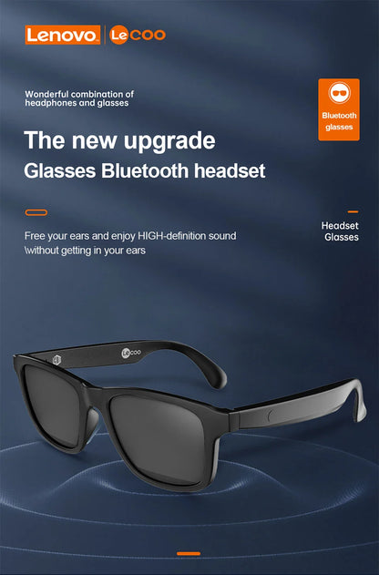 Lenovo Lecoo C8 Lite Bluetooth 5.3 Sunglasses – Wireless HiFi Earphones, HD Calls, Anti-Blue Light for Outdoor & Driving