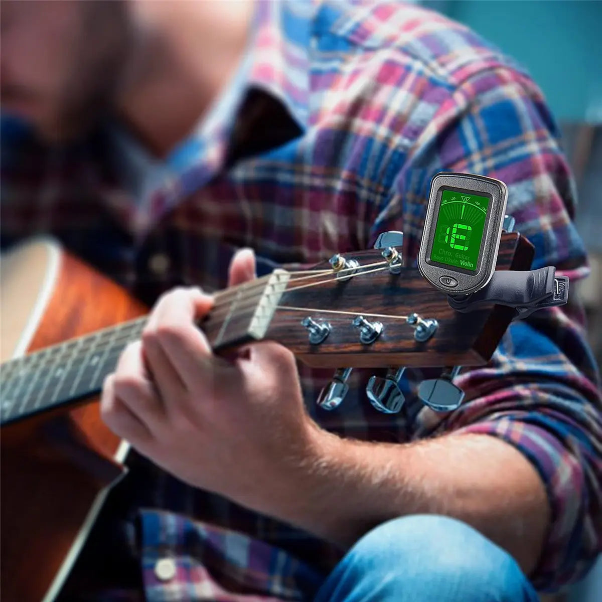 Clip-On Guitar Tuner: Electronic Tuner for Guitar, Bass, Ukulele, Violin, Mandolin, and Banjo - All Instruments