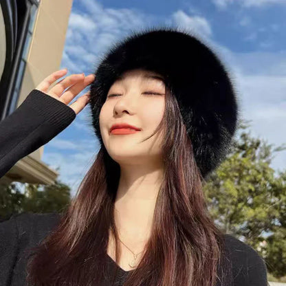 Women’s Winter Fluffy Fur Hat – Thick Warm Faux Fur Ski Cap, Russian Mink Fisherman Style, Windproof