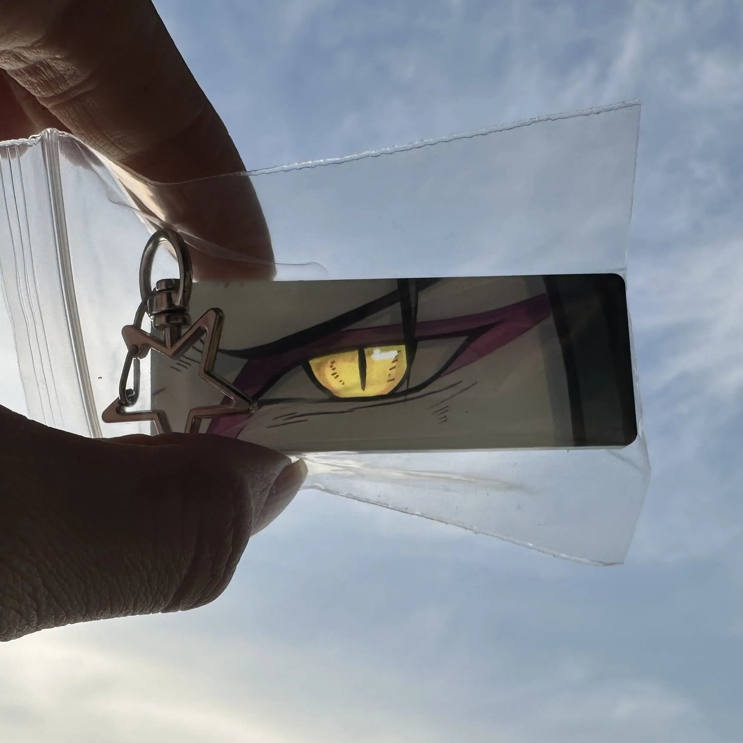 Naruto Acrylic Keychain — Double-Sided Uchiha Itachi Shining Eyes Pendant, Rectangular Backpack Charm, Christmas Gift