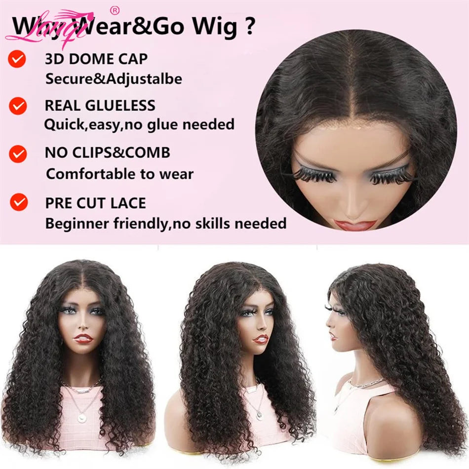 250% Curly Human Hair Lace Front Wig – Deep Wave Brazilian Remy 13x4 Water Wave Lace Frontal Wig