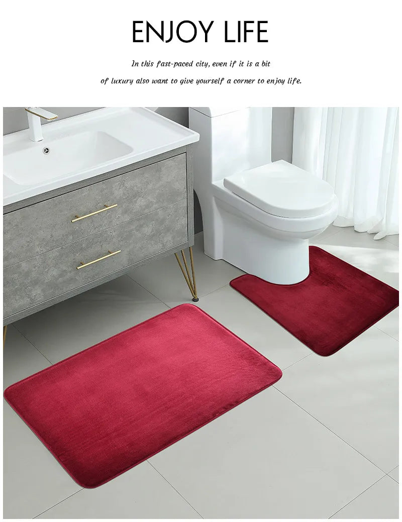 3 Piece Bathroom Mat Set – Non-Slip Toilet, Shower & Bath Floor Absorbent Rugs, Soft Comfortable Carpet for Laundry Room