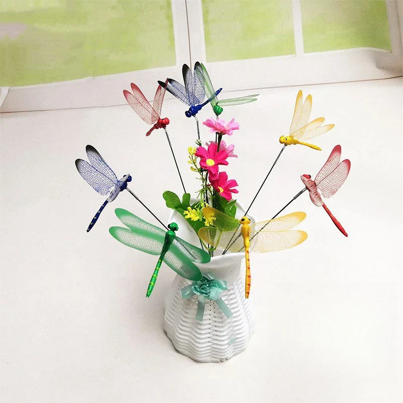 3D Simulated Dragonfly Garden Stakes – Decorative Plastic Flower Pot & Fence Ornaments (10/20PCS)