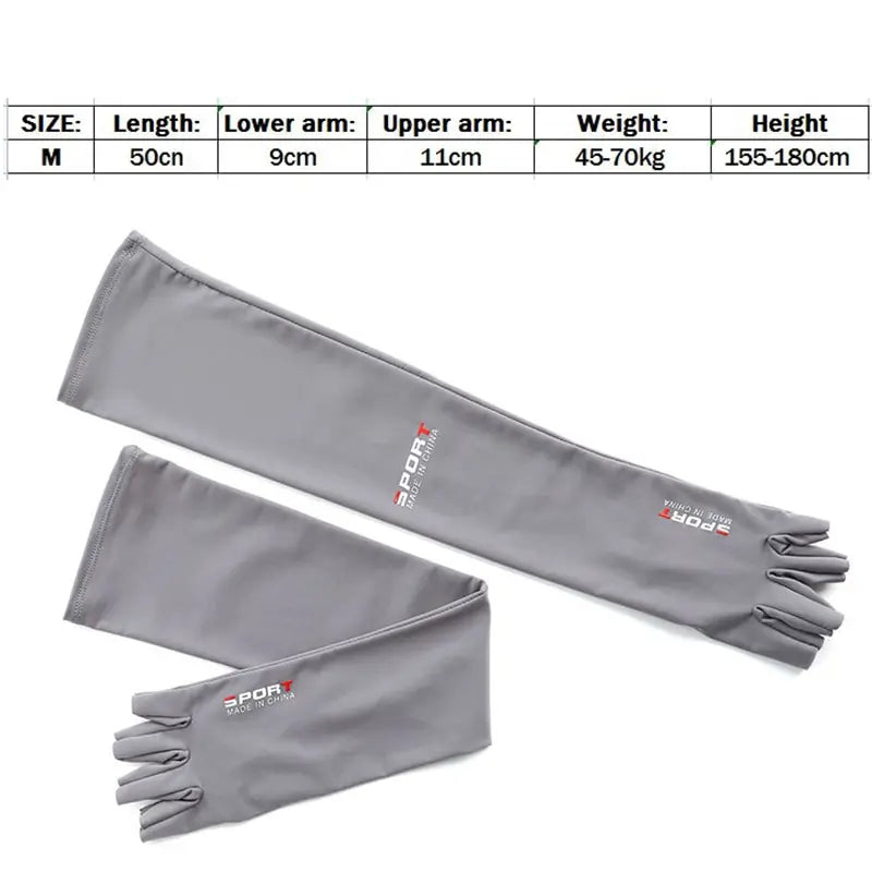 1Pair Sport Arm Sleeves - Sun UV Protection Ice Cool Sleeves for Cycling, Running, Fishing, Climbing - 5 Finger Cuff