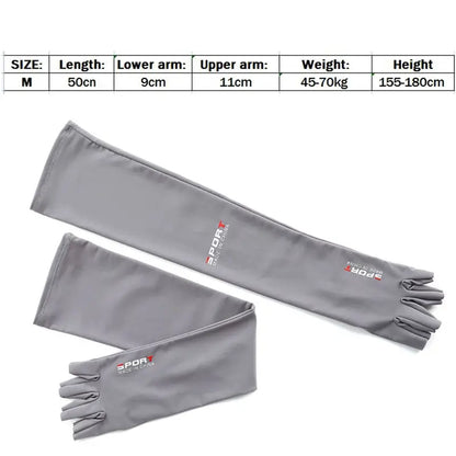1Pair Sport Arm Sleeves - Sun UV Protection Ice Cool Sleeves for Cycling, Running, Fishing, Climbing - 5 Finger Cuff