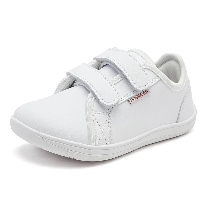 HOBIBEAR Wide-Toe Family Sneakers — Barefoot Minimalist Lace-Up Casual Walking Shoes with Hook & Loop Faux Leather