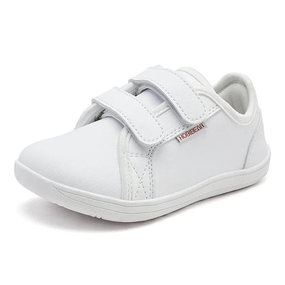 HOBIBEAR Wide-Toe Family Sneakers — Barefoot Minimalist Lace-Up Casual Walking Shoes with Hook & Loop Faux Leather