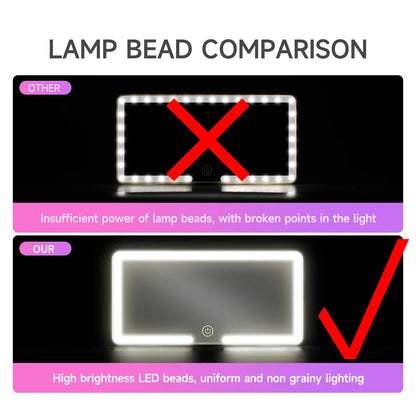 LED HD Makeup Mirror for Car – Rechargeable Sun Visor Plate with Fill Light, Universal Thin Vanity Mirror for Girls & Women