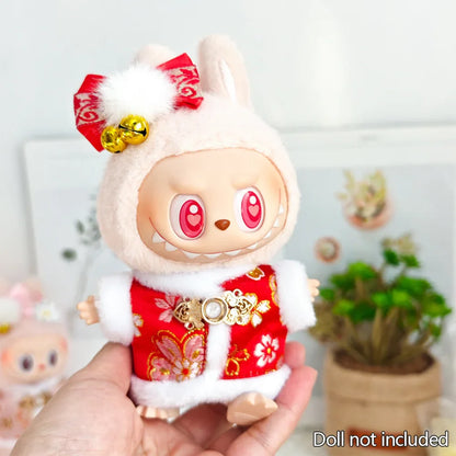 Labubu 1st & 2nd Generation Antique Hanfu Outfit Clothes with Vinyl Pendant for New Year's & Spring Festival