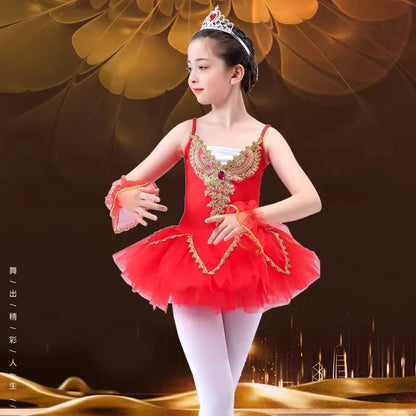 Girls Princess Ballet Tutu Dress - Elegant Stage Performance and Party Dance Costume