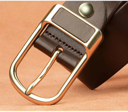 Genuine Leather Men's Belt – High-Quality Buckle, Cowskin Casual & Business Waistband, Fashion Designer 2022 New