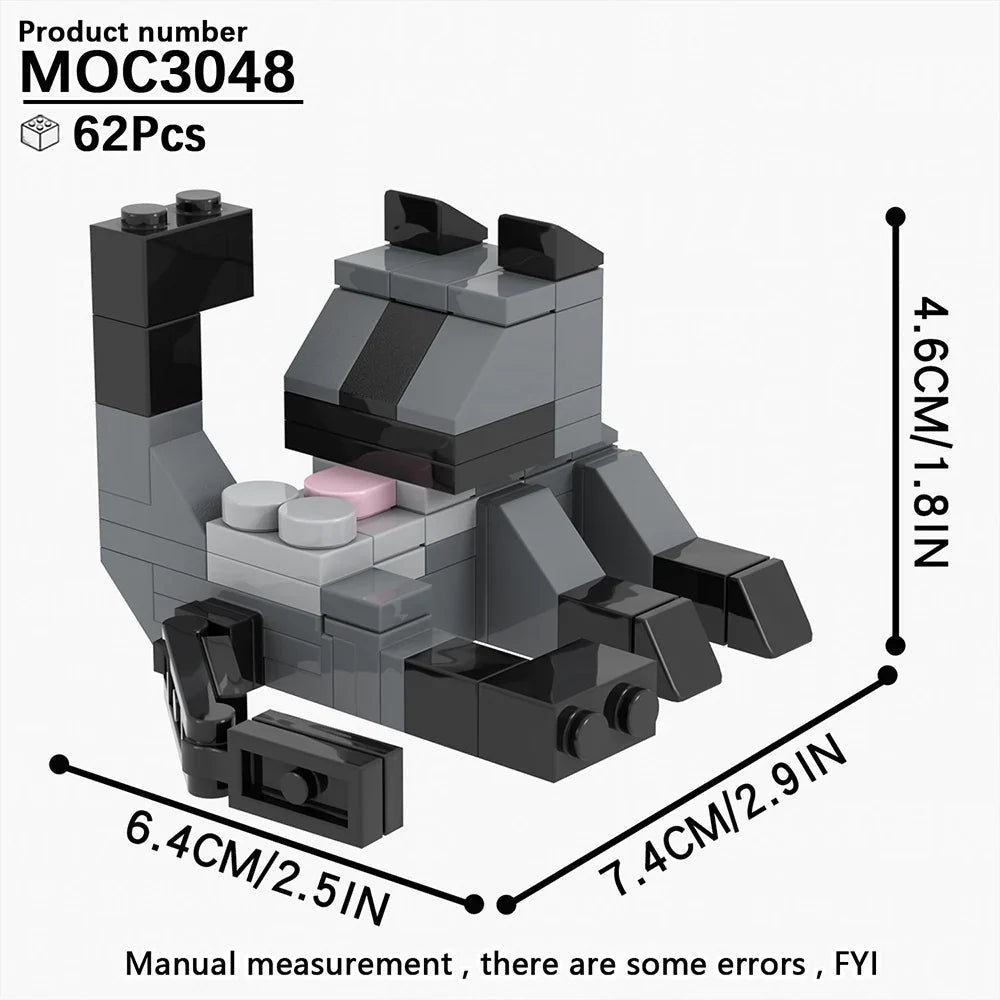 MOOXI Animal Series 62PCS MOC Cat Figures – DIY Building Blocks Educational Toys for Kids, Birthday Gift MOC3042-3045