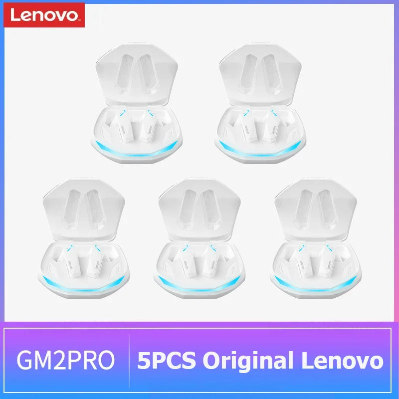 5PCS Lenovo GM2 Pro TWS Wireless Bluetooth Headset – 5.3 Bluetooth, Noise Reduction, Sport & Gaming Earbuds