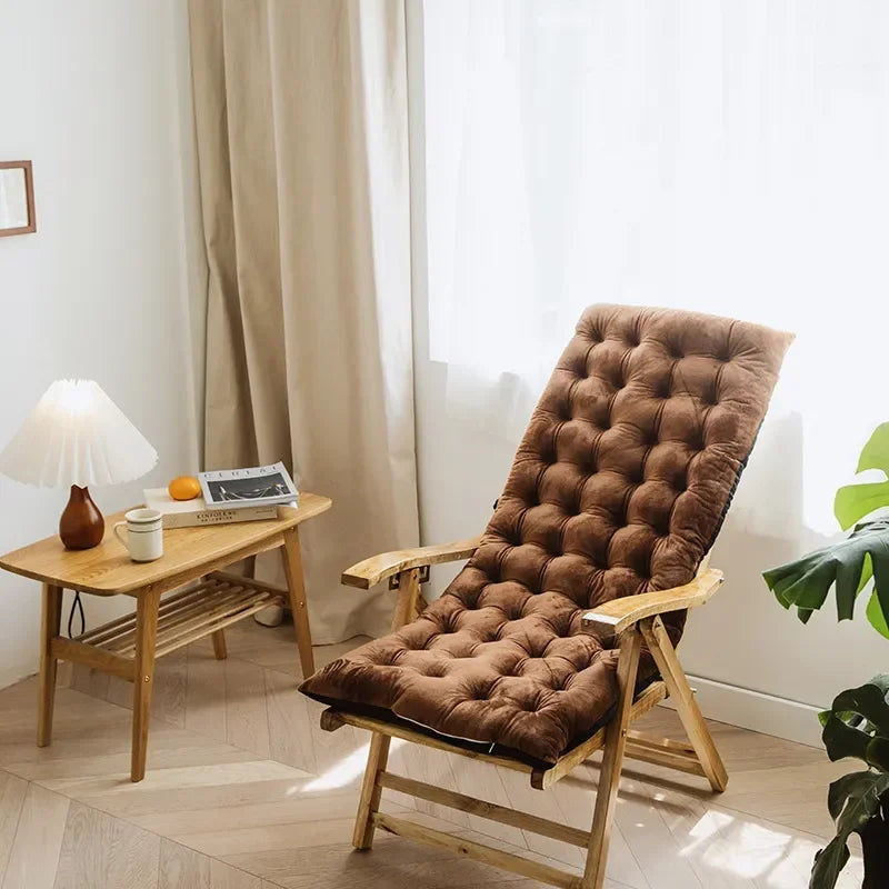 Autumn Winter Thickened Foldable Rocking Chair Cushion – Long Lounge Seat Pad for Garden, Balcony, Sofa & Tatami Home Decor