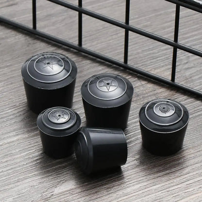10pcs Black Round Chair Leg Caps - Non-Slip Rubber Furniture Foot Covers & Floor Protector Pads
