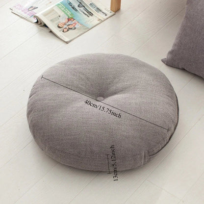 40cm Linen Seat Cushion – Soft Cotton Filled Thickened Circular Pillow for Sofa, Balcony, Office Chair & Car Seat