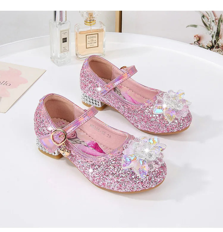 2024 Spring Girls' Crystal Princess Elsa Shoes - Ice and Snow Romance Fashion Sandals for Kids
