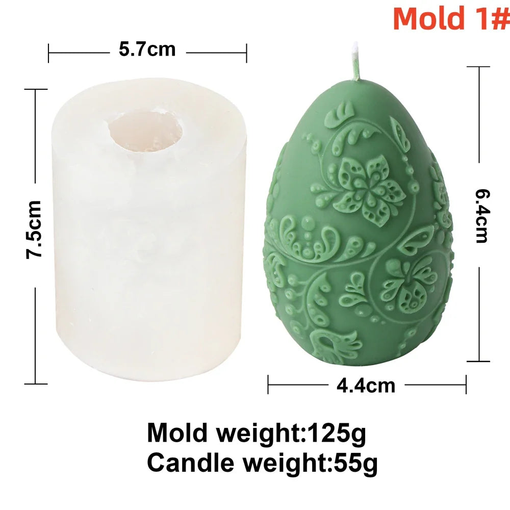 3D Easter Egg Scented Candle Silicone Mold – DIY Embossed Butterfly & Flower Egg Shape for Candle & Plaster Making, Easter Gift
