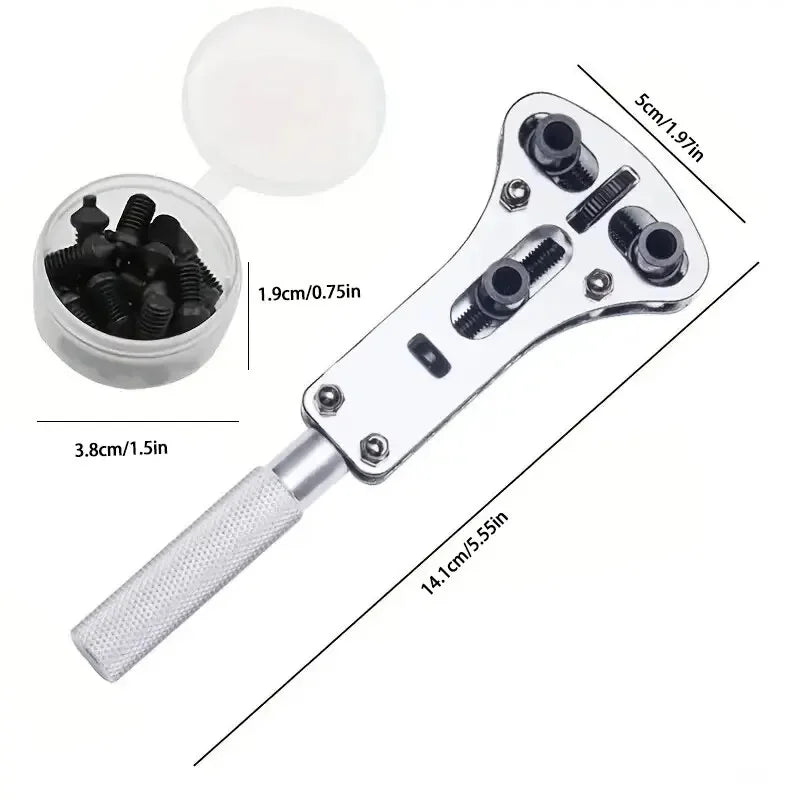 3-Claw Adjustable Watch Case Opener Wrench – Screw Back Repair Tool Kit