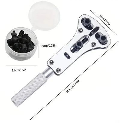 3-Claw Adjustable Watch Case Opener Wrench – Screw Back Repair Tool Kit