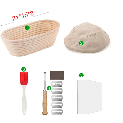Oval Rattan Bread Proofing Basket — Wicker Dough Fermentation Sourdough Banneton Bread Basket