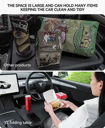 YZ Portable Steering Wheel Laptop Tray for Tesla Model 3/Y/X/S 2018-2025 – Travel Desk & Car Office Table Accessory
