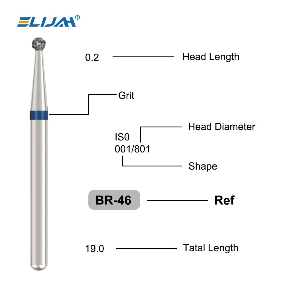 5pcs Dental Diamond Burs Drill FG 1.6mm – High-Speed Handpiece Burs for Polishing & Whitening