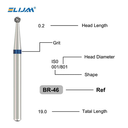 5pcs Dental Diamond Burs Drill FG 1.6mm – High-Speed Handpiece Burs for Polishing & Whitening