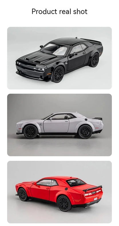 Dodge Challenger Hellcat 1:32 Scale Die-Cast Toy Car – Pull Back Model with Sound and Light Features