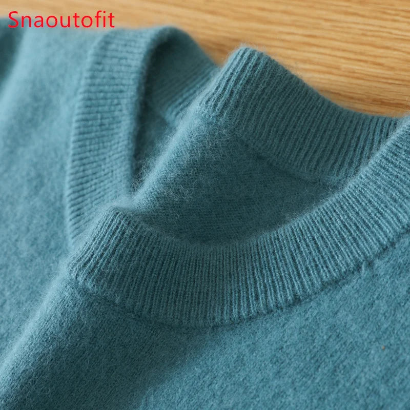 Men's Pure Mink Cashmere Sweater - Luxury O-Neck Long Sleeve Knit Pullover For Autumn & Winter Fashion