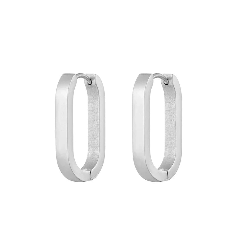 Classic Stainless Steel Hoop Earrings - Heart, Star, Oval & Geometric Punk Hip Hop Jewelry for Women & Men