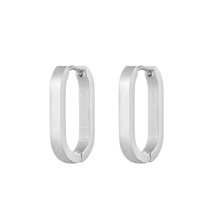 Classic Stainless Steel Hoop Earrings - Heart, Star, Oval & Geometric Punk Hip Hop Jewelry for Women & Men