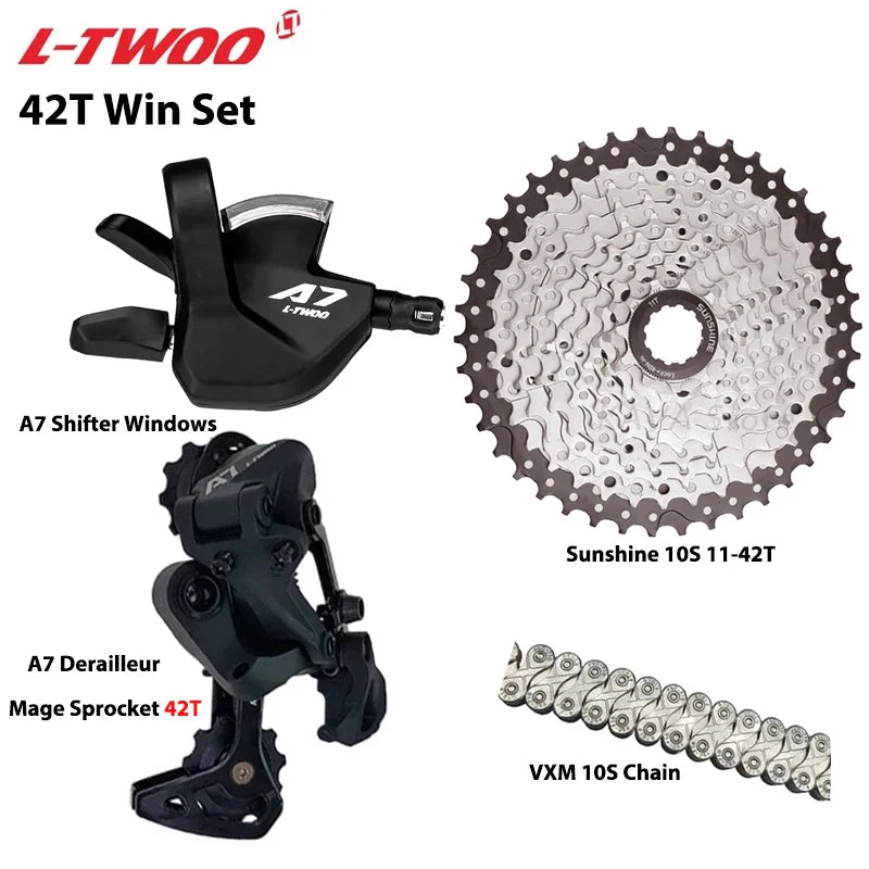 LTWOO A7 1x10S Groupset – 10-Speed Shifter & Derailleur with SUNSHINE Cassette 36T-50T & VXM Chain for MTB