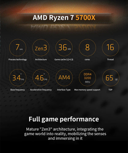 AMD Ryzen 7 5700X – 8-Core 16-Thread Desktop Gaming CPU, Up to 4.6GHz, Socket AM4