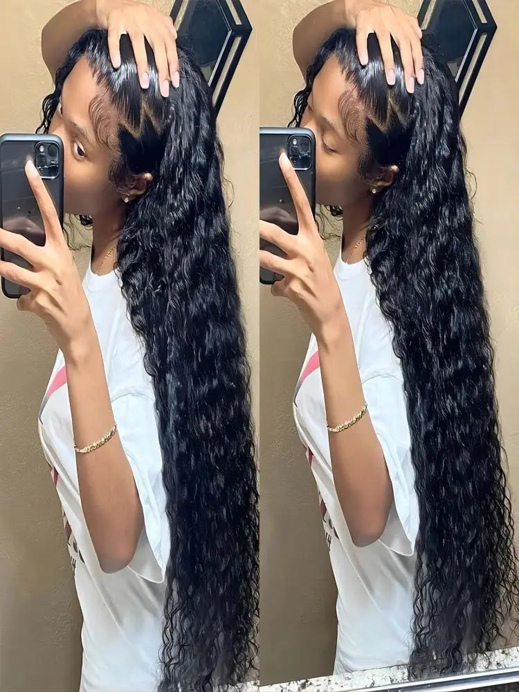 40-50 Inch Deep Wave Lace Front Wig – 13x6 & 13x4 Full Lace Frontal, 200% Remy Human Hair for Black Women