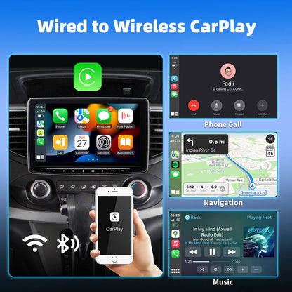 EKIY 2-in-1 Wireless CarPlay & Android Auto Adapter — AI Smart Box for Cars with Wired CarPlay Support