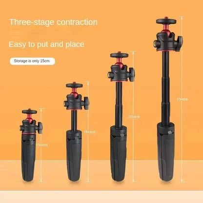 MT-08 Mini Extendable Desktop Tripod – Handheld Photography Stand with Flexible Ballhead & 1/4" Screw Mount for Selfies