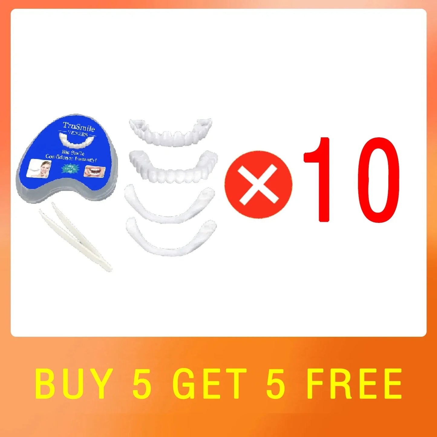 Silicone Denture Set — Temporary Orthodontic Teeth, Fake Tooth Braces for Oral Hygiene, Whitening & Dental Simulation