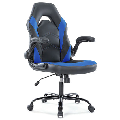 Ergonomic Office Gaming Desk Chair – Adjustable PU Leather Racing Chair with Flip-Up Armrests, Christmas Furniture