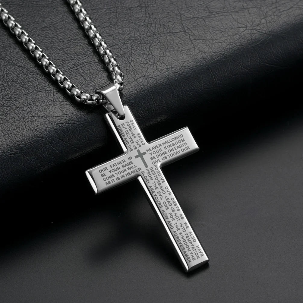 Fashion Cross Chain Pendant Necklace - Metal Geometry Punk Gothic Jewelry for Men and Women - Vintage Party Gift