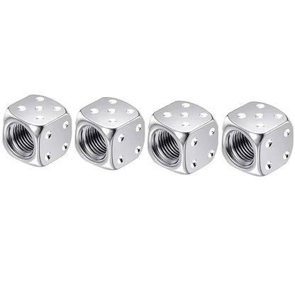 4 Pcs Crown Dice Car Wheel Tire Valve Caps - Universal Tyre Rim Stem Covers | Air Dust & Waterproof | Bling Accessories for Car & Motorcycle