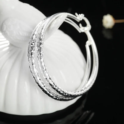 Charms 925 Sterling Silver 5CM Circle Hoop Earrings for Women - Fashionable Wedding Party Jewelry, Holiday Gifts