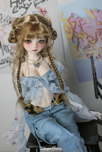 Shugafairy Kikyou D 1/4 BJD Doll – Fullset Street Girl with Big Chest, Summer Carnival Y2K Style Ball-Jointed Fashion Doll Toy